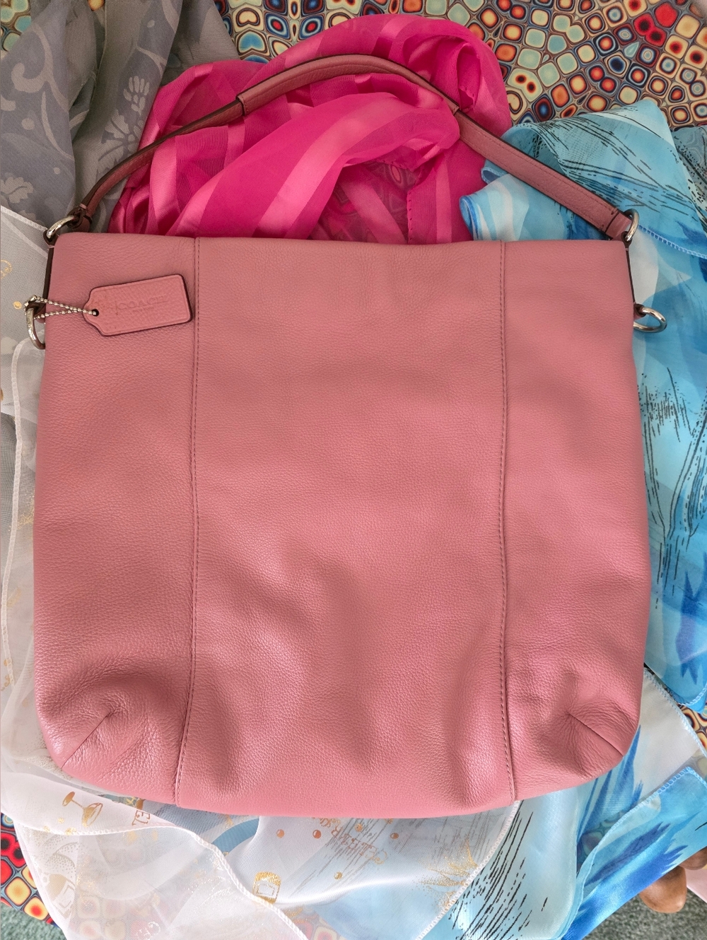 Coach Pink Pebbled Leather Shoulder Hobo - Picture 3 of 9